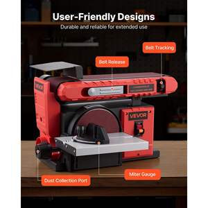 Lijadora Combinada Profesional de 400W con Disco de 6\" y Banda de 4\" x 36\", Mesa de Trabajo Ajustable de 0-45 Grados y Puerto de Recolección de Polvo para Trabajos en Madera - Product Image 6
