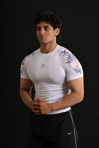 Custom <b>Men's</b> White Rash Guard Full Sleeve <b>Compression</b> <b>Shirt</b> Sublimation Transfer Print Quick Dry UPF50+ Eco-Friendly Sport Top - Product Image 2