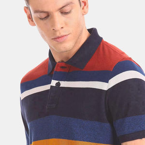 Polo pour homme en coton pur à manches courtes, design thermique, logo personnalisé, couleur unie, style actuel, décontracté - Product Image 5