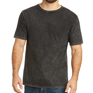 Men's Black <b>Washed</b> Cotton Jersey O-Neck Short Sleeve T-Shirt Regular Fit Casual Solid Color Knitted Design - Product Image 2