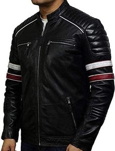Chaqueta de Motociclista de Cuero Acolchada para Hombre, Estilo Urbano Informal - Product Image 2