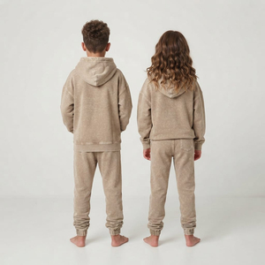 Conjunto de chándal para niños al por mayor con lavado ácido, sudadera con hombros caídos y pantalón jogger, ropa urbana, fabricante de logotipos personalizados - Product Image 6
