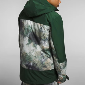 <b>Men's</b> Hooded Puffer <b>Jacket</b> Waterproof Printed Winter Outdoor Wear <b>Long</b> Sleeve Sporty Style Green Camouflage Pattern Zipper - Product Image 4