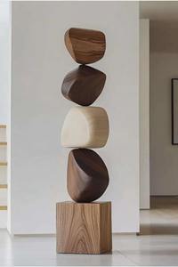 Sculpture de table en bois style galets, pièce décorative pour bureau, intérieurs de maison et décoration de comptoir d'accueil, provenant d'Inde - Product Image 6