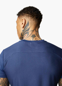 Men's Navy Blue Quick Dry Regular Fit Short Sleeve Breathable Casual Jersey Front Logo O-Neck Knitted 100% <b>Polyester</b> <b>T</b>-<b>Shirt</b> - Product Image 3