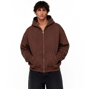 Sweat-shirt à capuche personnalisé pour homme en molleton de coton premium, coupe décontractée, style streetwear, avec graphiques et logo personnalisés sur les manches - Product Image 2