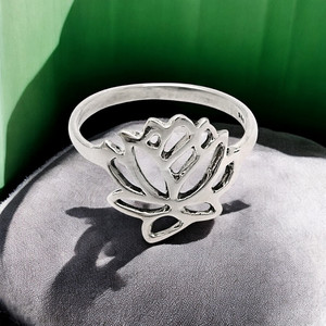 Sterling Silver <b>Lotus</b> Flower Ring Bohemian Style Unisex Everyday Wear Jewelry 925 Silver Fine Hand Crafted Fashionable Jewelry - Product Image 4
