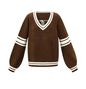 High Quality Breathable Lightweight Knit V-Neck Cardigan Classic Striped Varsity <b>Jacket</b> Style Sweater for Men - Product Image 1