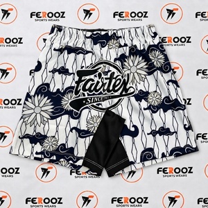 Shorts de Muay Thai pour hommes en gros, imprimé graphique vague florale, taille élastique, séchage rapide, respirant, 100 % polyester, pour Kickboxing MMA - Product Image 4