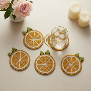 Handmade Eco-Friendly Bohemian Round Glass <b>Coasters</b> with Beaded Designs for Table Decoration - Product Image 3