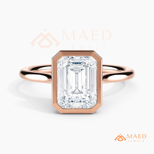Luxury Emerald Cut Moissanite <b>Ring</b> for <b>Women</b> Rose Gold Bezel <b>Set</b> Engagement Jewelry Elegant Gift USA - Product Image 5
