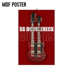 SG Doppelhals-Gitarre Holz-Schwebende-Rahmen Wandkunst Dekoration - Product Image 2