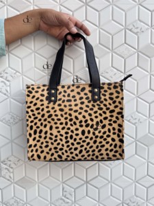 <b>Unique</b> Designer Women's Hair On Hide Leather Small Tote Bag Handmade Animal Leather Western Style Real Leather Fashionable Bag - Product Image 4