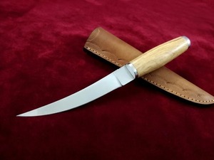 Cuchillo de Caza Hecho a Mano con Mango de Madera, Hoja de Acero Inoxidable con Punta Caída de 0.6mm de Grosor, Borde Recto, Hoja Única - Product Image 2