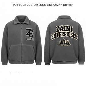 240g Premium Sherpa Fleece Men's Autumn Waterproof Breathable <b>Running</b> <b>Jacket</b> Gray Custom Embossed Logo Full Zip - Product Image 1