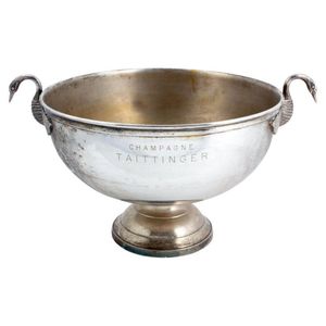 Seau à champagne de luxe vintage en métal argenté avec poignées en forme de cygne, grand refroidisseur à vin pour bar, fête, hôtel - Product Image 1