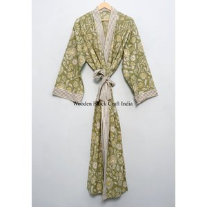 Kimono Largo Recto 100% Algodón con Estampado Floral, Suave, Ligero y Ecológico para Uso Casual en Verano - Product Image 1