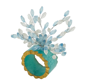 Anillo de Servilleta de Resina Personalizado, Diseño Circular Azul Cielo, Artesanía con Cuentas, Anillo de Servilleta para Mesa de Comedor, Precio Accesible - Product Image 1