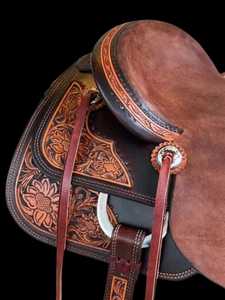 Nouvelle selle de cheval de ferme en cuir occidental de haute qualité, sculptée à la main - Product Image 3