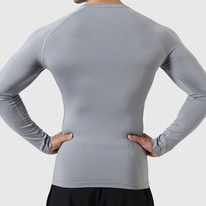 Chemise de compression à manches longues pour homme, séchage rapide, spandex, polyester, gris, haut de sport à manches longues - Product Image 3
