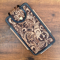 OEM tas ponsel bergigi tangan sabuk klip Loop tas telepon mendaki berjalan mendaki olahraga tas pinggang sarung ponsel kulit asli