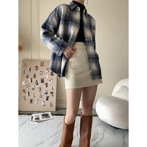 Blusa Larga de Franela a Cuadros de Lana para Mujer, Diseño Personalizado, Nueva Colección 2026, Cómoda y Elegante - Product Image 3