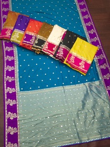 Sari de seda Banarasi negro premium suave con borde rosa, estampado floral, trabajo con espejos, sari tradicional para mujer, para usar en bodas. - Product Image 6