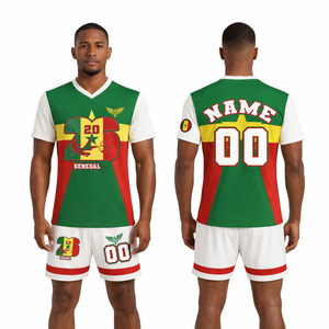 Camiseta de Fútbol Personalizada Estilo Senegal 2026 Verde Rojo Amarillo, Uniforme de Fútbol con Nombre y Número Personalizados, Equipo de EE. UU. y Europa - Product Image 1