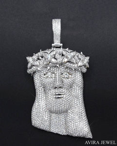 Colgante Grande de Plata de Ley 925 Totalmente Cubierto de Diamantes para Hombre, con Certificado GRA, Estilo Hip Hop, Chapado en Oro Amarillo, con Diamantes de Moissanita - Product Image 1