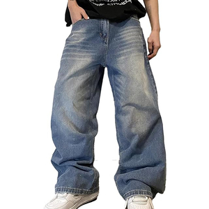 Pantalones Vaqueros Anchos de Estilo Hip Hop para Hombre, Lavados en Negro, de Pierna Ancha, Ropa Urbana de Moda - Product Image 1