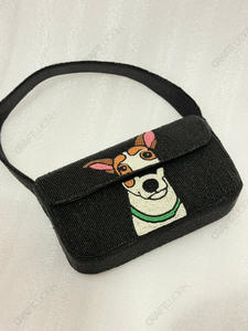 Pochette de soirée OEM noire ornée de perles, motif chien Terrier, avec doublure en satin, pour marque privée, vente en gros et exportation - Product Image 3