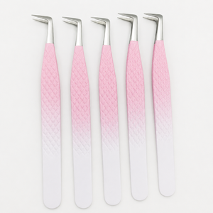 Ensemble de pinces à épiler professionnelles en acier inoxydable rose pour extensions de cils, pointes en L de précision, longueur 13 cm, pour artistes en extensions de cils, beauté - Product Image 4