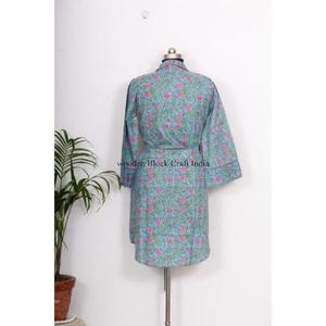 Camisa india estampada más vendida con cinturón, vestido envolvente, ropa informal india hecha a mano, camisa larga con mangas anchas tipo kimono, estilo étnico - Product Image 5