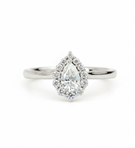 Bague de Fiançailles et de Promesse en Or Massif 9K 10K de Qualité Supérieure avec Diamant de Laboratoire en Forme de Goutte - Product Image 1