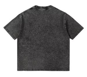 เสื้อยืดแขนสั้นผ้าคอตตอนฟอกสีสำหรับผู้ชายเสื้อยืดทรงหลวมสไตล์วินเทจเสื้อยืดซักกรดไซส์ใหญ่พิเศษ - Product Image 2