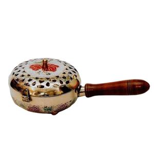 เครื่องเผาธูปทองเหลืองด้ามไม้อะคาเซียเครื่องหอมสีทองสำหรับตกแต่งเทศกาลดิวาลี - Product Image 1