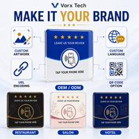 Carte de commentaires Google NFC Vorx Tech avec code QR, carte de commentaires PVC personnalisée à taper et à scanner pour les entreprises