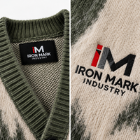 Pull à col rond pour femme Iron Mark Industry, tricoté avec poches et boutons, style décontracté automne-hiver, nylon/acrylique, motif géométrique