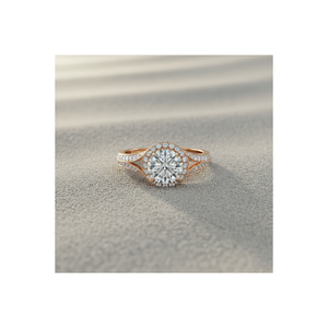 แหวนหมั้นเพชรเลี้ยงในห้องปฏิบัติการ ชุบทองคำสีกุหลาบ ทรงทิวลิป ฮาโล วินเทจคัท สำหรับผู้ผลิตเครื่องประดับแบบกำหนดเองที่ได้รับการรับรอง OEM ODM - Product Image 1