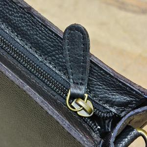 Bolso de Hombro de Cuero Genuino con Patrón de Letras, Correa Única, Cierre de Cremallera, Antirrobo, Impermeable, Estilo Vintage, Rojo, Negro, Bronceado - Product Image 4