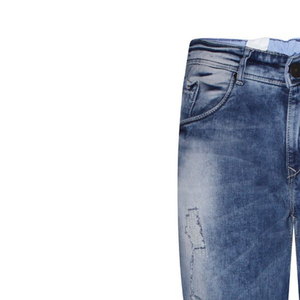 Jean en denim 100 % coton coupe droite taille haute résistant pour homme avec poches cousues - Product Image 5