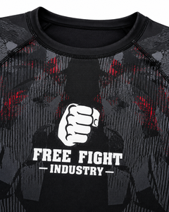 T-shirt de compression à manches courtes pour homme Free Fight Industry, imprimé camouflage noir et rouge, séchage rapide, en spandex et polyester - Product Image 6