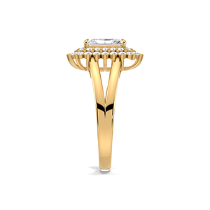 แหวนเพชรทรงเรเดียนท์คัท 1 กะรัต ดีไซน์ซันเบิร์สท์ ฮาโล สวยหรู |   แหวนทองคำขาวและทองชมพู 18K แบบ Cathedral Setting - Product Image 4