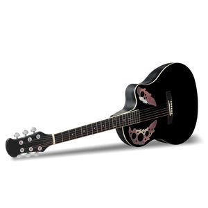 Chitarra Acustica Cutaway Rotonda di Alta Qualità da 41 Pollici con Top in Abete, Foro a Grappolo, in Legno Massello, Nera, Chitarra Classica Elettrica - Product Image 3