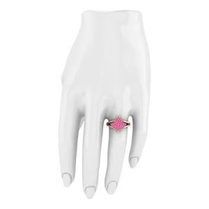 Bague en argent sterling plaqué or rose avec feuille de cristal rose pour femme, bijou élégant et tendance, bague statement, accessoire cadeau - Product Image 4
