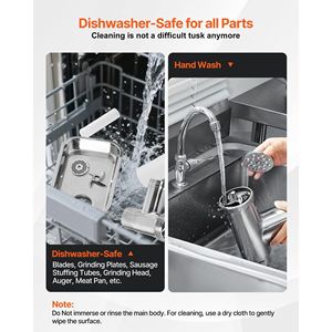 Tritacarne Elettrico Commerciale in Acciaio Inox, Capacità 5 Libbre/Minuto, con Lama e Piastra di Macinazione per Salsicce e Tritatutto - Product Image 6