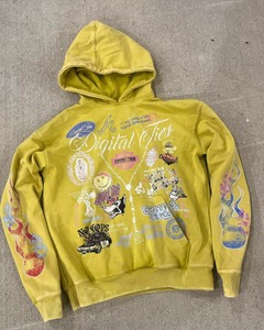 Sweat à capuche en coton imprimé vintage délavé, coupe ample, style streetwear hip-hop pour hommes - Product Image 3