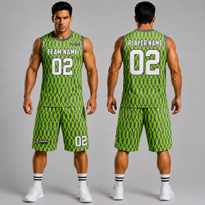 Ensemble de flag football SINEWY vert à imprimé géométrique sublimé, anti-humidité, sans manches, coupe athlétique, toutes saisons - Product Image 1