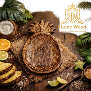 Bol de service en bois en forme d'ananas, fait main, design original pour la présentation des aliments lors de fêtes - Product Image 1