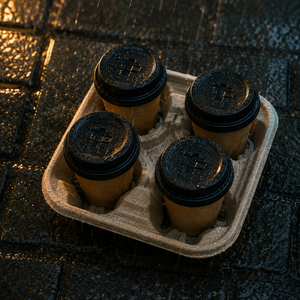 Plateau à Boissons en Fibre Moulée de Qualité Supérieure, Support Jetable pour 4 Tasses de Café, Plateaux pour Tasses Non Blanchies, Support à Boissons à Emporter, Utilisation 2026 - Product Image 1
